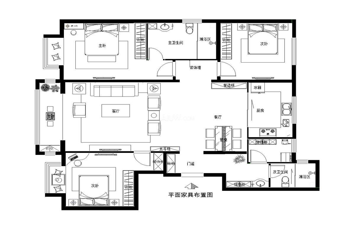 70兩房一廳裝修效果圖，70平兩室一廳裝修圖